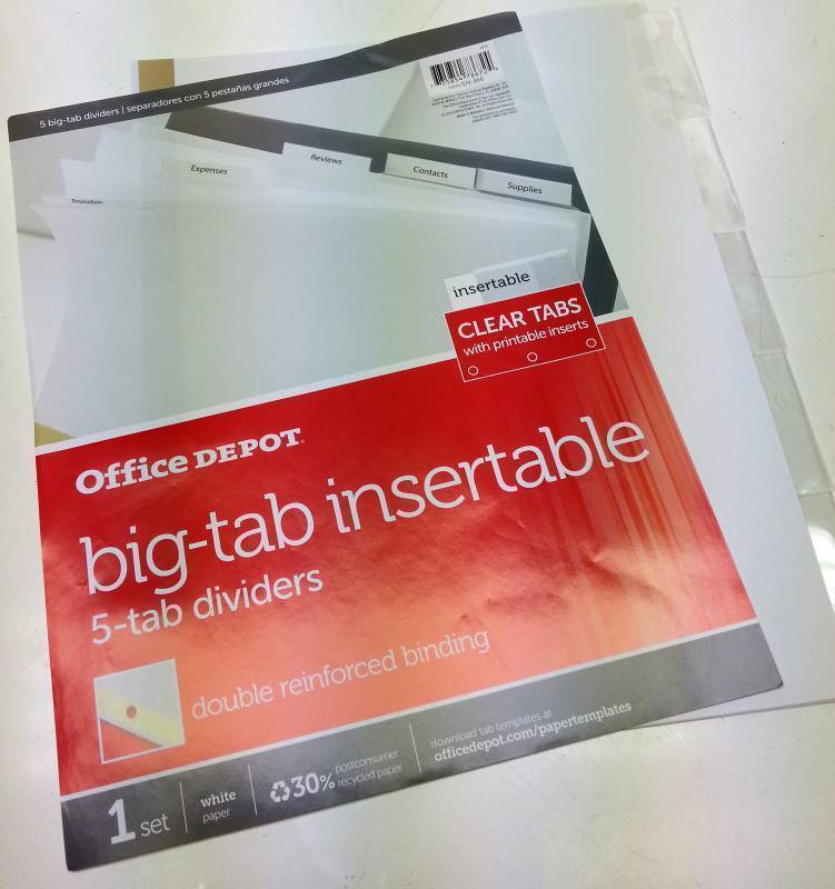 lot 8989-3 image: New set of 5-Tab system Office Depot� Brand Insertable Dividers With Big White Clear Tabs