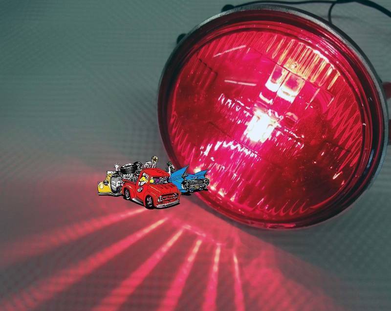 lot 9138 image: New pair Police Harley Davidson parade Red glass sealed beam lights motorcycle scooter.