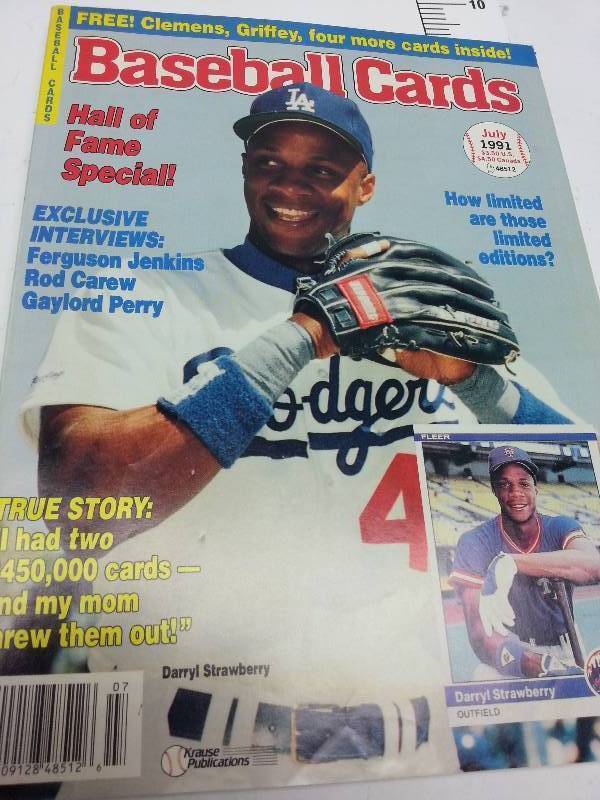 lot 8956 image: July 1991 Baseball Cards Monthly edition with stories, values and advertising.  Does anybody collect these old card price guides.