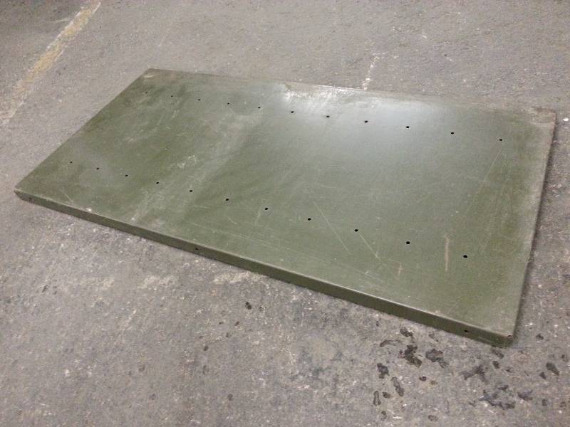 lot 9266 image: A 36 wide X 18 deep X 1 thick lip on this serious heavy duty shelf for the adjustable height warehouse shelf.