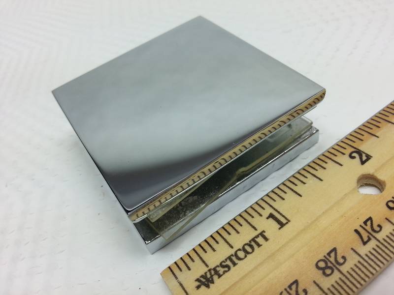 lot 9318 image: New CRL Polished Chrome Square Style Hole-in-Glass Fixed Panel U-Clamp