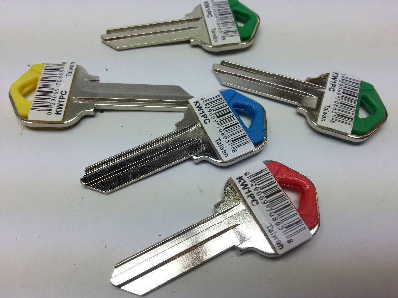 lot 9337 image: Set of 5 new precision-milled (uncut) HY-KO KW1 Blank Kwikset Colorhead Lock Keys