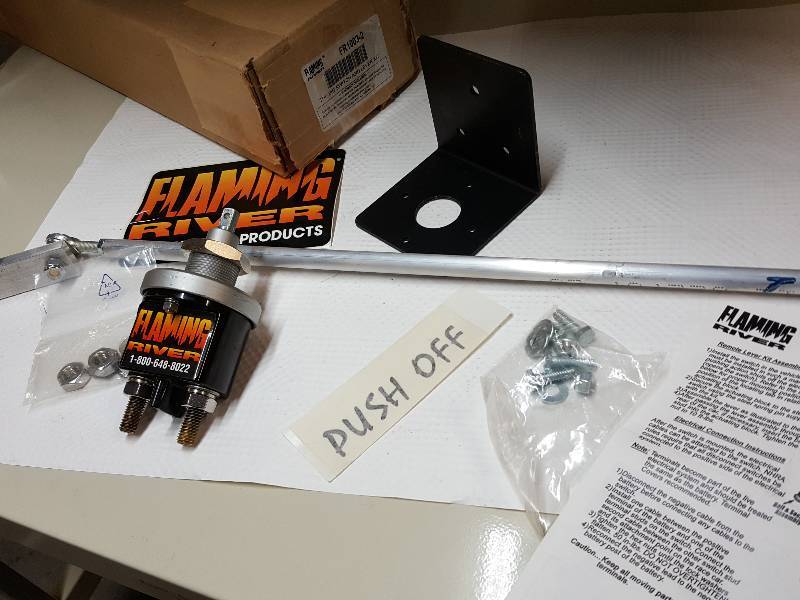 lot 8505 image: New Flaming River NHRA required On Off remote Big Switch with Lever Kit for the trunk.