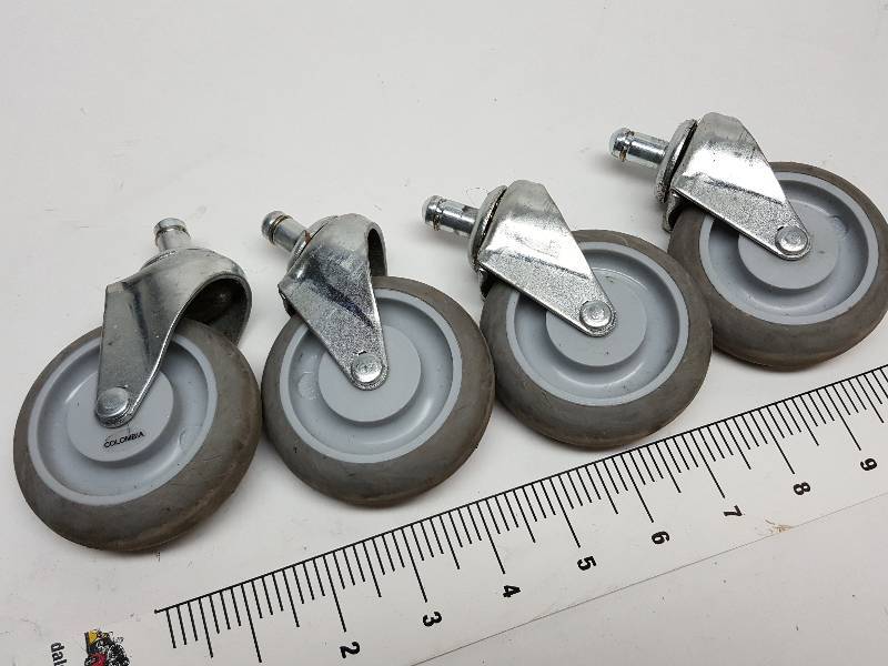 lot 8483 image: Full set of 4 table, chair or warehouse carts ball bearing and swivel 2-78 OD casters with silent operation rubber tires