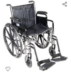 lot 10023 image: Drive Medical SSP220DDA-SF Silver Sport 2 Lightweight Folding Wheelchair, Black