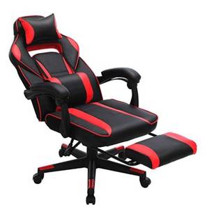 lot 22019 image: SONGMICS Racing Gaming Chair, Adjustable Ergonomic Office Chair with Footrest, Tilt Mechanism, Lumbar Support, 330 lb Load, Black and Red UOBG073B01
