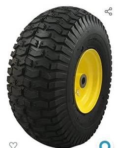 lot 22022 image: 2 MARASTAR 15x6.00-6 Front Tire Assembly Replacement for John Deere Riding Mowers - Turf Saver Tread