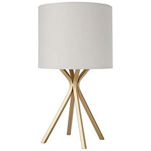 lot 33901 image: Amazon Brand �� Rivet Gold Bedside Table Desk Lamp with Light Bulb - 18 Inches, Linen Shade