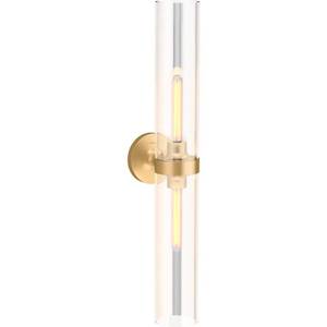 lot 33910 image: KOHLER Purist 2-Light Brushed Moderne Brass Wall Sconce