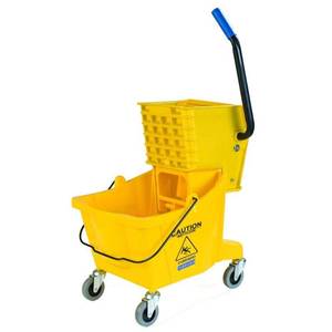 lot 33990 image: Carlisle Commercial Mop Bucket with Side Press Wringer, 26 Quart Capacity, Plastic