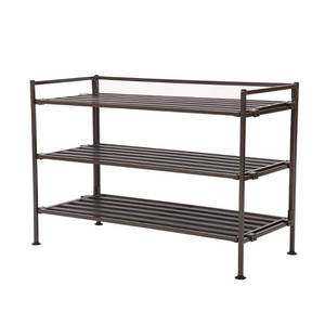 lot 33997 image: Seville Classics 3 Tier Stackable Resin Slat Shoe Rack Espresso