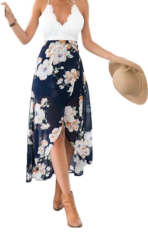lot 25492 image: Blooming Jelly Womens Deep V Neck Sleeveless Summer Asymmetrical Floral Maxi Dress Size L Retail $47.99