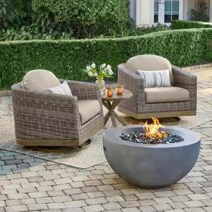 lot 1 image: Home Decorators Collection Avondale 3-Piece Wicker Aluminum Motion Patio Conversation Set in Cast Ash Cushions Retail $1,099.00