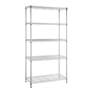 lot 24676 image: HDX Chrome 5-Tier Heavy Duty Metal Wire Shelving Unit (48 in. W x 72 in. H x 18 in. D), Grey