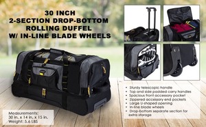 lot 24679 image: TPRC Sierra Madre II Upright Rolling Duffel Bag, BlackGray, 30-Inch Retail $147.75