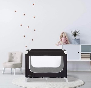 lot 24695 image: Dream On Me Zodiak Portable Playard with Carry Bag & Shoulder Strap, Black Retail $46.65