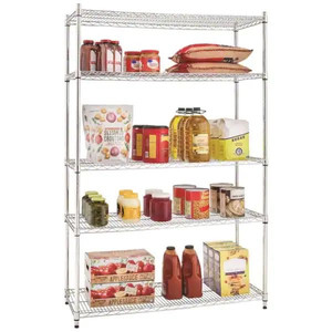 lot 24687 image: HDX Chrome 5-Tier Heavy Duty Metal Wire Shelving Unit (48 in. W x 72 in. H x 18 in. D) Retail $119.00