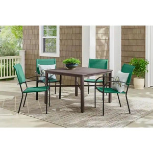lot 24689 image: StyleWell 42 in. Brown Square Steel Outdoor Patio Dining Table with Slat Top Retail $167.70