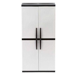 lot 24693 image: HDX Plastic Freestanding Garage Cabinet in Gray (35 in. W x 71 in. H x 18 in. D) Retail $169.00