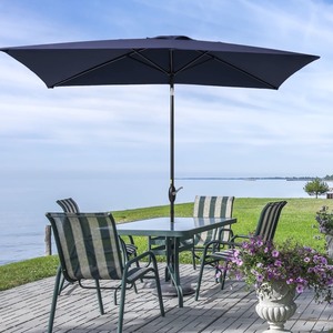 lot 24698 image: MISSBRELLA 10 x 6.5ft Patio Umbrella Outdoor Rectangular Umbrella Patio Market Table Umbrella in Black - Retail $85.99