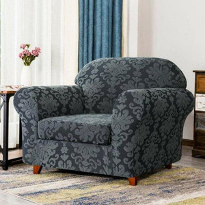 lot 24705 image: CHUN YI 2-Piece Sofa Cover with Cushion Cover Jacquard Slipcover (Chair, Grayish Green) Retail $34.35