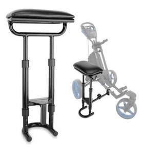 lot 24708 image: SereneLife Golf Push Cart Seat - Adjustable Height with Large Comfortable Seat (Seat Only) -Retail $64.99