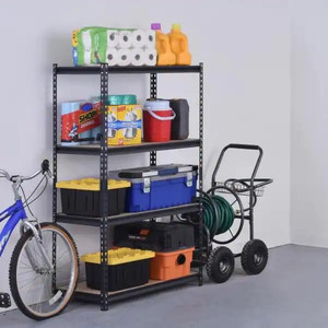 lot 24736 image: Edsal 4-Tier Heavy Duty Steel Garage Storage Shelving Unit in Black (36 in. W x 60 in. H x 18 in. D) Retail $86.12