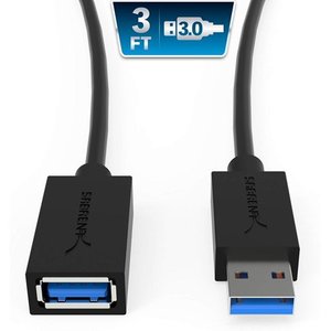 lot 24741 image: Sabrent 22AWG USB 3.0 Extension Cable - A-Male to A-Female Black 3 Feet (CB-3030)