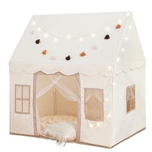 lot 25417 image: Play Tent with Mat, Star Lights Large Kids Playhouse with Windows Easy to Wash, Indoor and Outdoor Play Tent for Kids, little dove 47x40x52  -Retail $79.99