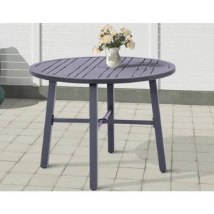 lot 24746 image: Crawford &amp Burke - San Marino Black 42 in. Round Slat Top Outdoor Dining Table - Retail $316.81