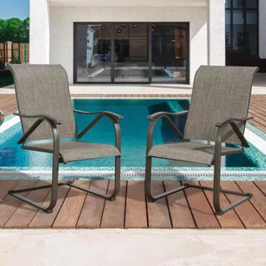 lot 24747 image: ULAX FURNITURE - C-Spring Rocking Steel Sling Outdoor Dining Chairs (2-Pack) - Retail $209.00