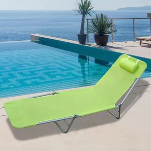 lot 24783 image: Outsunny - Outdoor Folding Chaise Lounge Sun Recliner Beach Patio Lightweight Chair, Green - Retail $38.98
