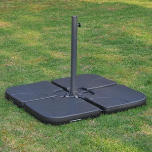 lot 24784 image: Outsunny - 39.75 in. Offset Patio Umbrella Base Weight Set in Black (4-Piece) - Retail $88.73