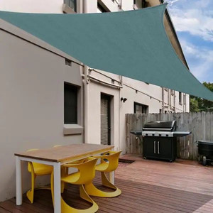 lot 24787 image: Outsunny - 16 ft. x 20 ft. Green Rectangle Outdoor Patio Sun Sail Shade Canopy - Retail $87.29
