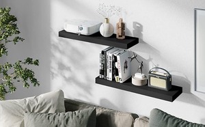 lot 24803 image: BAMEOS - Floating Shelf ,Wall Shelf,Decor Wall Mounted Shelves ,Hanging Shelf Set Black - Retail $33.99
