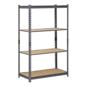 lot 24738 image: Edsal - 4-Tier Heavy Duty Steel Garage Storage Shelving Unit in Black (36 in. W x 60 in. H x 18 in. D) - Retail $86.12