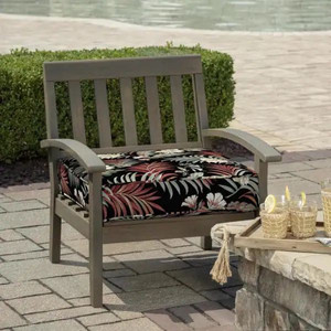 lot 24754 image: ProFoam 24 in. x 24 in. Simone Black Tropical Outdoor Deep Seat Cushion - Retail $73.45