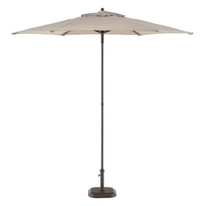 lot 24797 image: StyleWell - 7.5 ft. Steel Market Outdoor Patio Umbrella in Riverbed Taupe - Retail $69.00