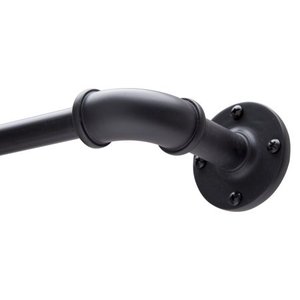 lot 24798 image: Sun Zero - Bronn 34 Light Blocking Wrap Around Window Curtain Rod, 66-120in.  Matte Black - Retail $24.97