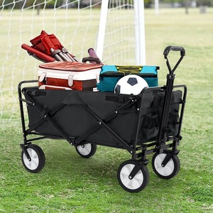 lot 24816 image: Collapsible Folding Wagon Garden Cart Beach Wagon Grocery Wagon All-Terrain Wheels Garden Grocery Wagon for Shopping Park Picnic, Beach Trip, Outdoor Activities, Camping (Black) Retail $50.99