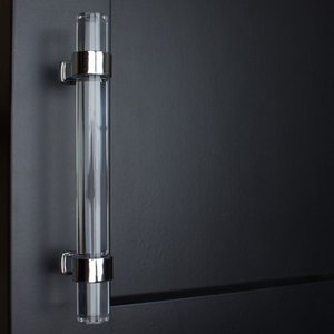 lot 24819 image: GlideRite - 3.75 in. Center Acrylic Cabinet Bar Pull, Polished Chrome (set of 10) - Retail $62.99