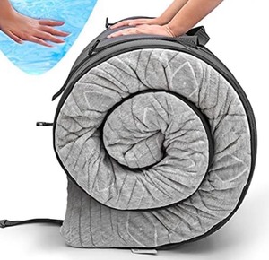 lot 24821 image: Roll Up Travel Mattress - CertiPUR-US 3in. Cooling Gel Infused Mat - Carry Bag Twin - Retail $159.99