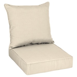 lot 24826 image: Home Decorators Collection -Oak Cliff 24 x 24 Sunbrella Canvas Flax Deep Seating Outdoor Lounge Chair Cushion - Retail $185.00