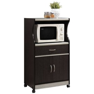 lot 24828 image: Hodedah Microwave Kitchen Cart in Chocolate Gray - Retail $92.01
