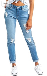 lot 24844 image: Resfeber Womens Ripped Boyfriend Jeans Cute Distressed Jeans Stretch Skinny Jeans with Hole - Retail $42.99