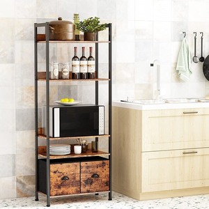 lot 24762 image: Kitchings (61.2in. H x 23.6in.) W Steel Etagere Bookcase with Bins - Retail $306.99