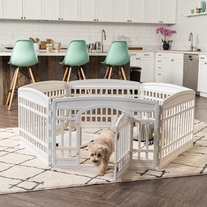 lot 24757 image: IRIS USA -  6-Panel Exercise Pet Playpen with Door - White - Retail $84.99