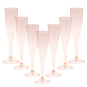 lot 100 image: Homy Feel Rose Gold Glitter Plastic Rose Gold Wine Glasses 30 Pack, Champagne Flutes Disposable for Valentines Day,Plastic Champagne Flutes,Mimosa Bar Glasses,Valentines day Supplies
