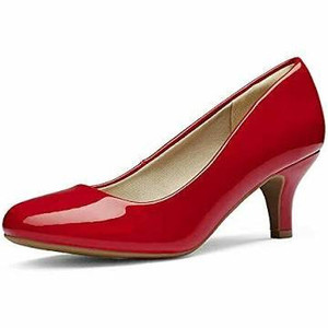 lot 101 image: DREAM PAIRS Womens Luvly Red Pat Bridal Wedding Low Heel Pump Shoes US 7