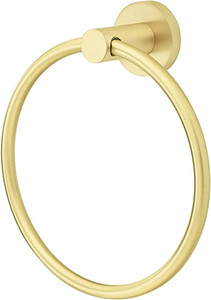 lot 102 image: QogriSun Gold Towel Ring for Bathroom, Brass Hand Towel Holder Heavy Duty, Modern Brass Bathroom Accessories Wall Mounted, 6.1-Inch Diameter, Brushed Brass